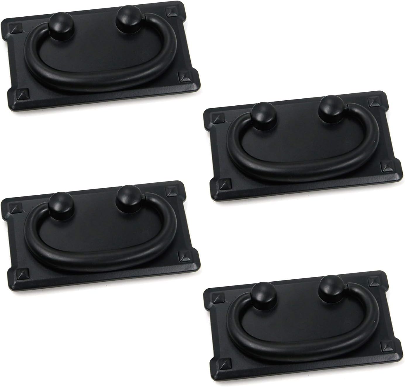 AntraderZinc Alloy Rectangular Pull Handle Locker Bail Cabinet Ring Pull Elliptical Grip, 3.74" x 2.04", 4-Pack