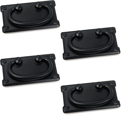 Miniatura 1 de Antrader Armario rectangular de aleación de zinc, con mango elíptico, 3.74 x 2.04 pulgadas, paquete de 4