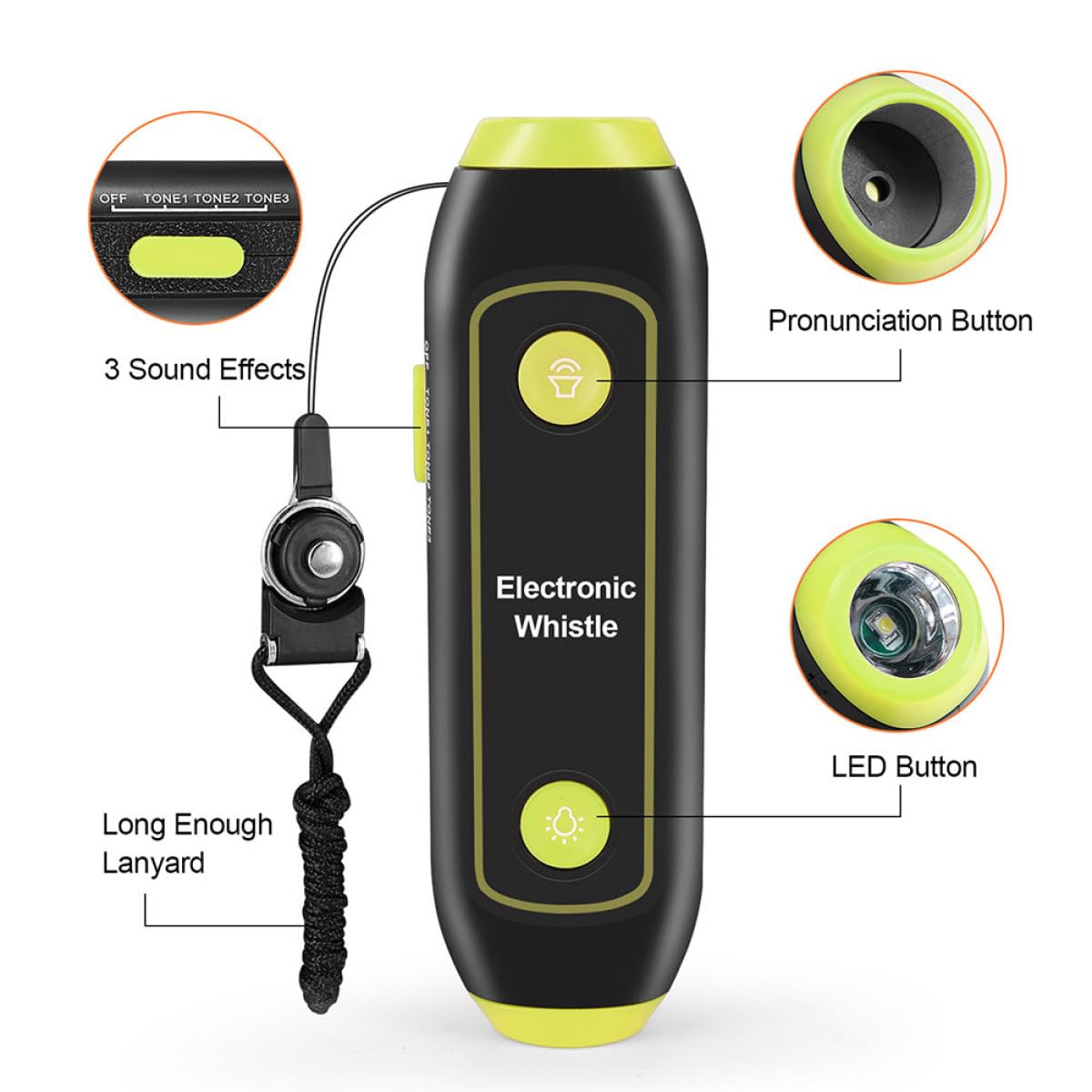 Toyvian Fischietto Elettronico Portatile ad Alto Volume in ABS con Lanyard | 120-150 Db, Verde, per Segnali All'aperto e Addestramento, Accessori con Magnete e Componenti Elettronici