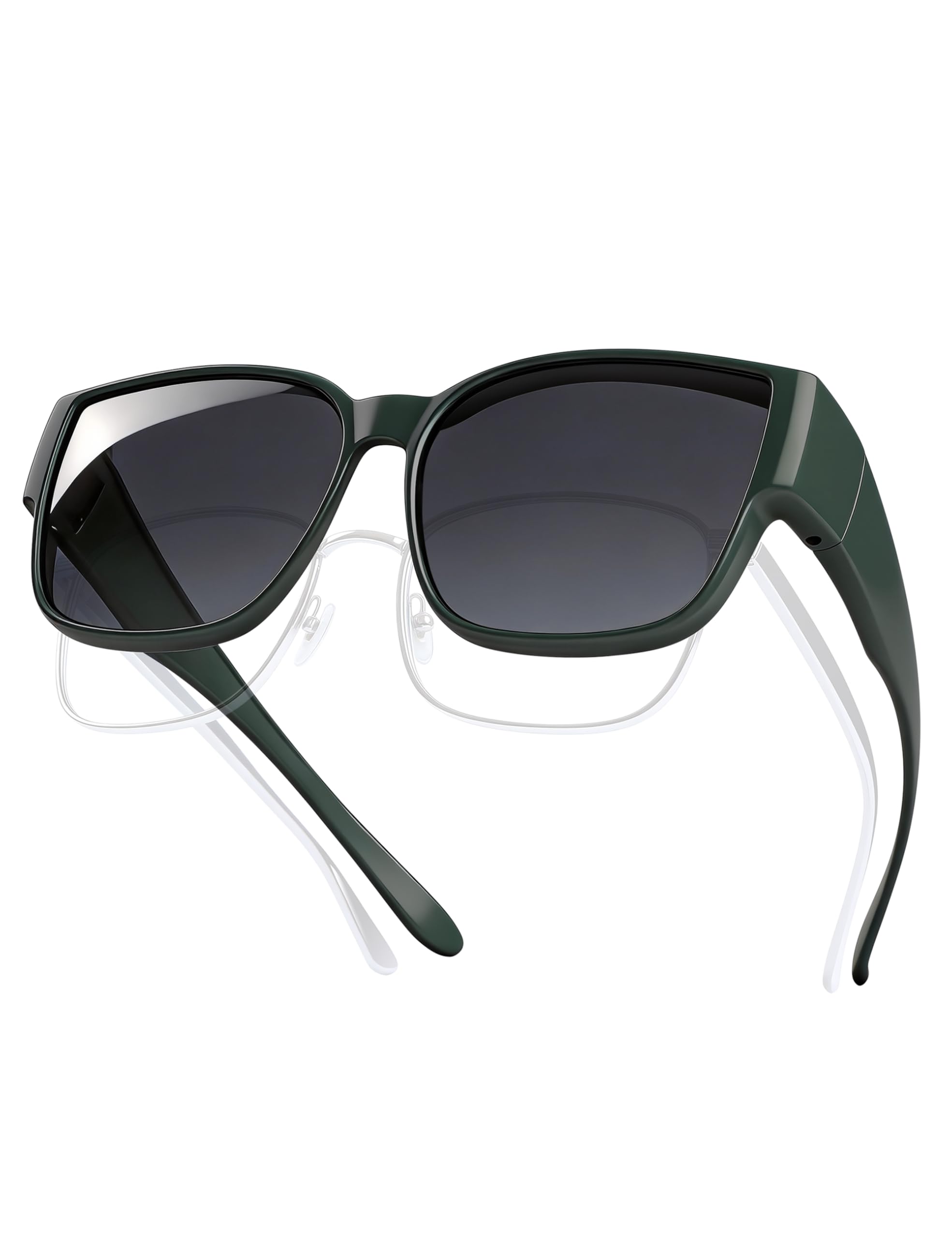 TINHAO Polarised Fit Over Sunglasses for Men Women, UV400 Over Glasses Sunglasses, Lightweight 24g TR90 Oversize Fitover for Driving Fishing