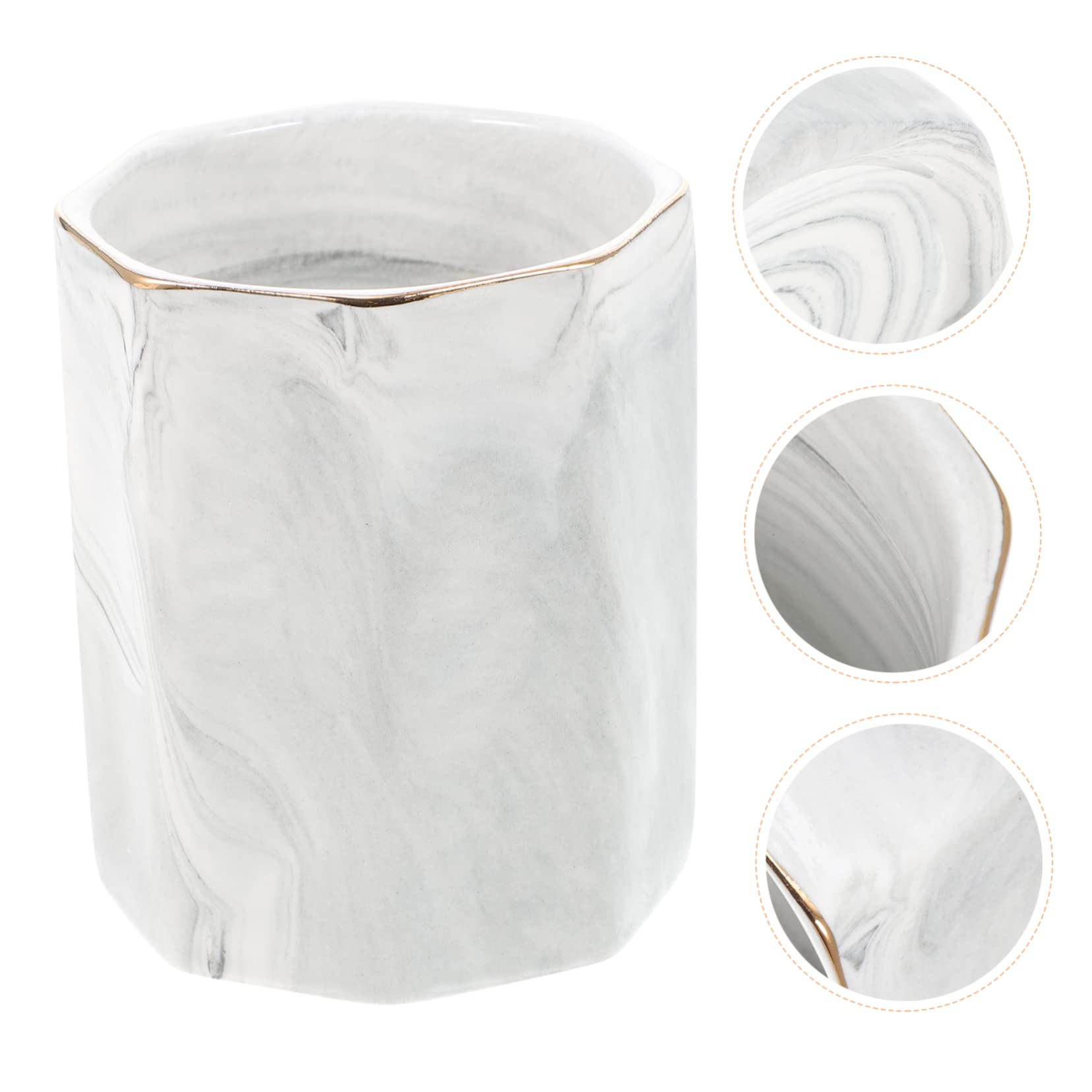 Portapenne Esagonale in Ceramica Effetto Marmo, Elegante