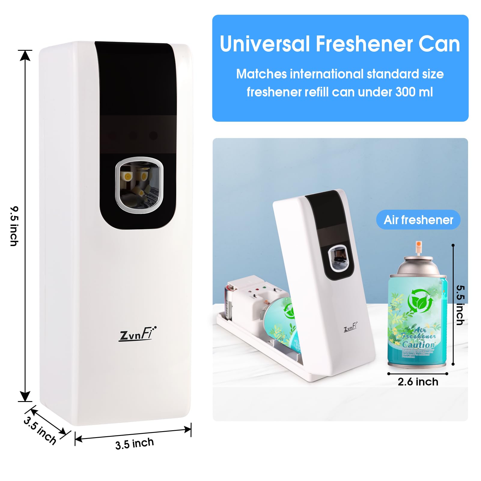 Ambientador en aerosol dispensador automático de fragancia compatible con Glade y Airwick lata de repuesto de 5.5 x 2.6 pulgadas, soporte de ambientador automático de pie o montado en la pared para el