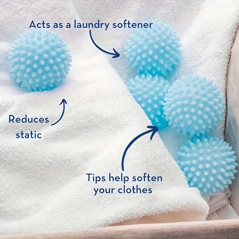 Bolas reutilizables para secadora de ropa, suavizante de tela antiestático de plástico azul cielo, reduce las arrugas, suministros de limpieza sostenibles, ayuda esencial de lavado y secado para 7