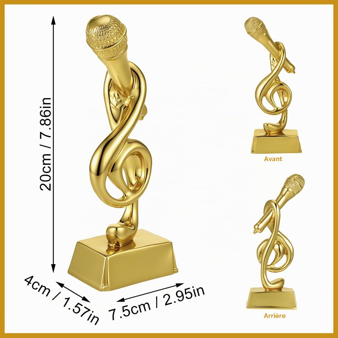 Sosoport Trophée du Microphone De Bureau pour Enfants Trophée Décoratif en Forme De Micro Récompense pour Concours De Chant Classe Et Chambre 7.87 X 2.95 X 1.57 Pouces