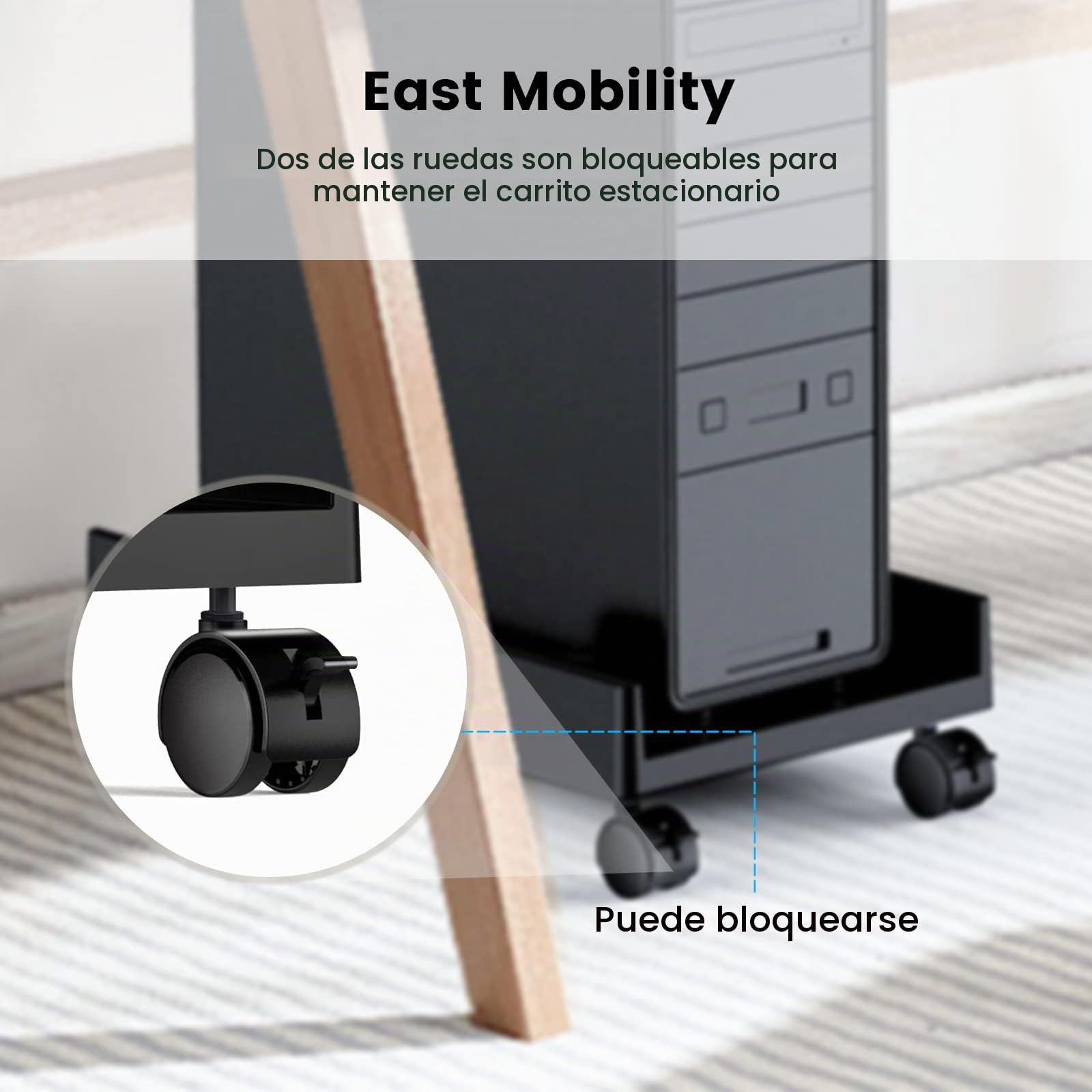 ORICO Soporte Universal para CPU con 2 Ruedas de Bloqueo y 2 Ruedas Giratorias, Soporte para Ordenador de Sobremesa en Casa, Impresoras, Plantas en Maceta (45,4 x 22,2 x 2.2 cm)
