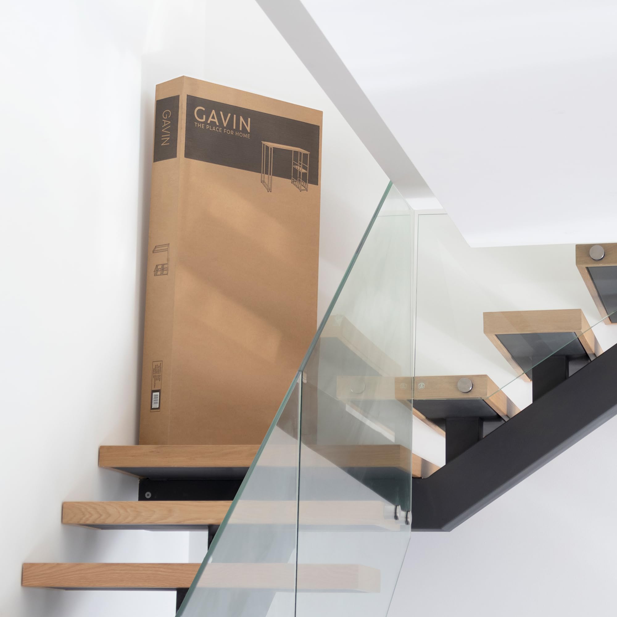 i-flair Bartisch Gavin 110x50x105 cm, Stehtisch 2 cm Dicke hitzebeständige, Kratzfeste & Pflegeleichte Tischplatte, 2 Ablagen, Glashalter, Stahlrahmen, einfacher Aufbau, Industriestil (Weiß)