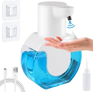 Seifenspender Automatisch, 420ml Schaumseifenspender IPX5 Wasserdicht Elektrischer Sensor-Wandmontage USB Wiederaufladbar Weiß
