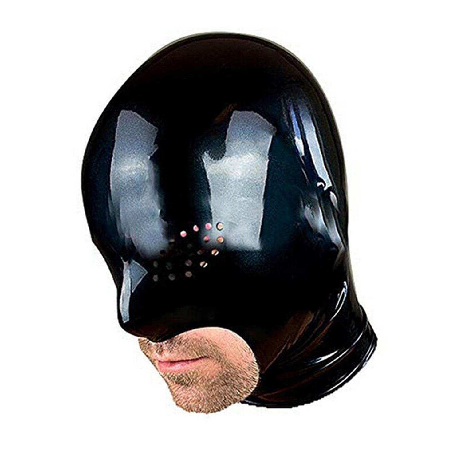 Sexy Latex Tête Couverture Noir Latex TêteMasque Cagoule en Latex pour Le Jeu de rôle Party Club Wear, Fermeture éclair Ouverte