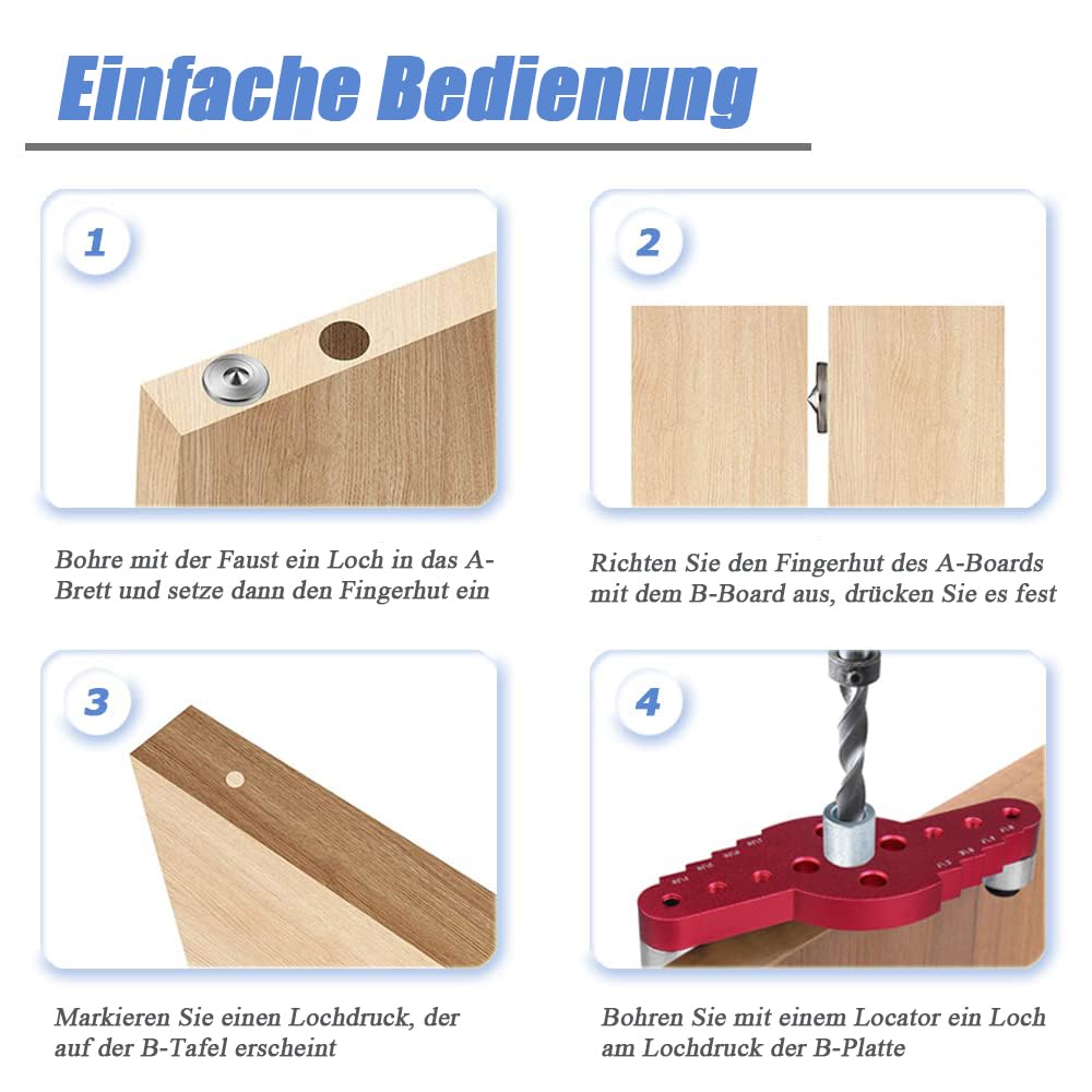 Bohrführung Für Holzbearbeitung – 8 Größen (3–10 Mm) | Alu-Locator Für Präzise Löcher In Massivholz & Hartholz