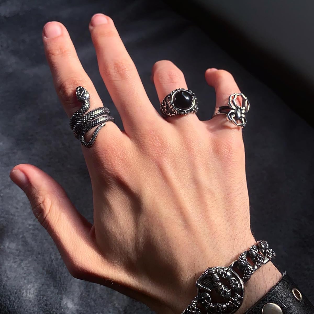 Slang ring - 925 sterling zilver met tijgeroog - by LYDIAN