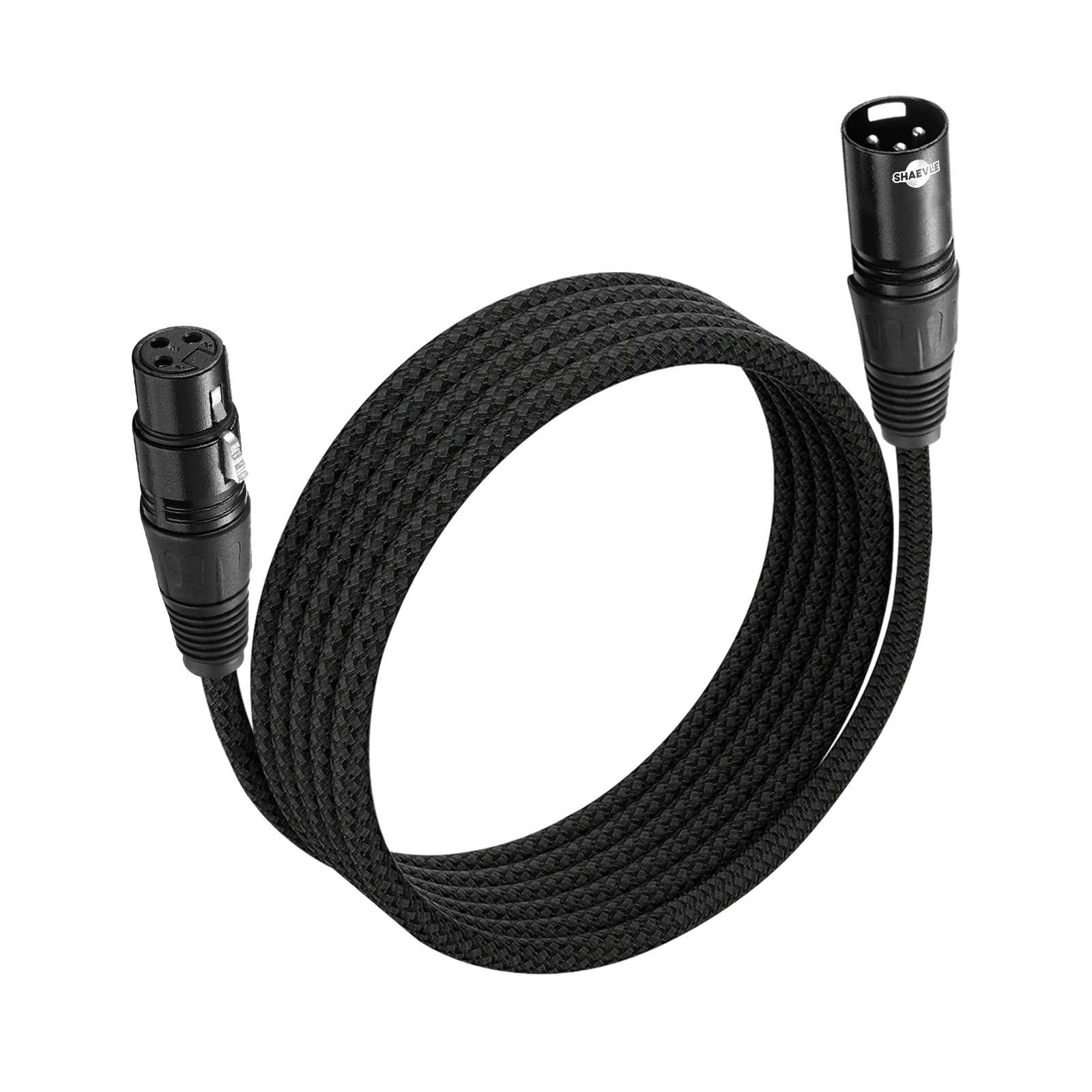 Cable de micrófono XLR macho a hembra de nailon trenzado de 3 pines para grabación de estudio y producción en vivo, 3 m, color negro