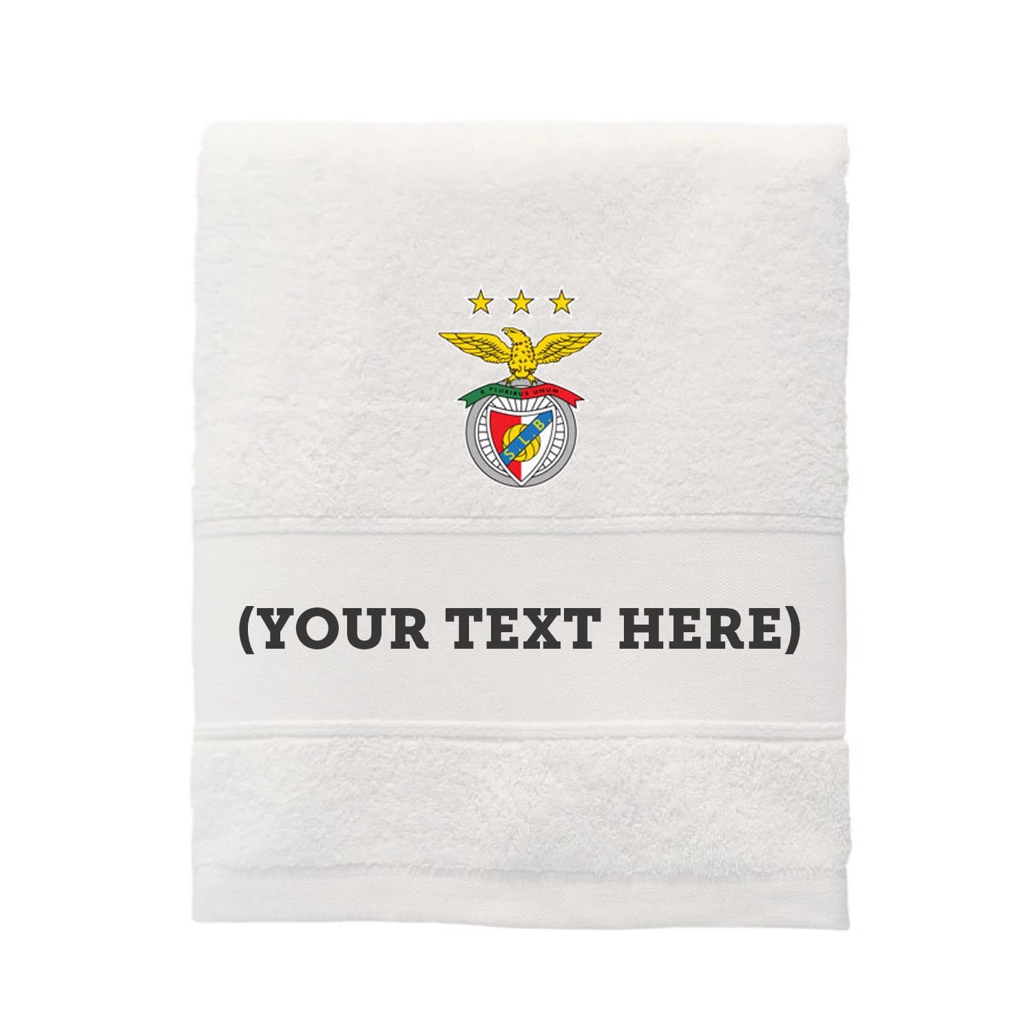 SL Benfica Personalized White Bath Towel 100 x 150cm - Benfica Stars (Logo + Name)