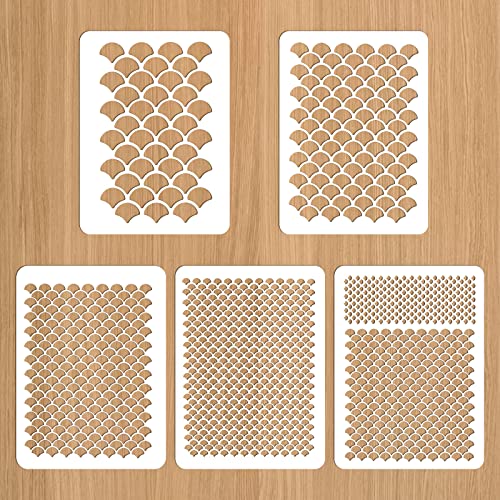 Mozeat Lens 5Pcs Fish Scale Stencil, Face Painting Stencils, Mermaid Scale Stencil, Reusable Plastic...