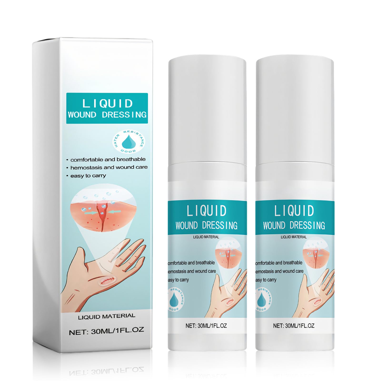 New Skin Liquid Plaster Spray, 2 * 30ml Liquid Wound Spray Bandage, Waterproof/Breathable/Quick-Drying Liquid Wound Patch, Transparent Spray Wound Dressing for Runners, Hikers, Cyclists and Musicians