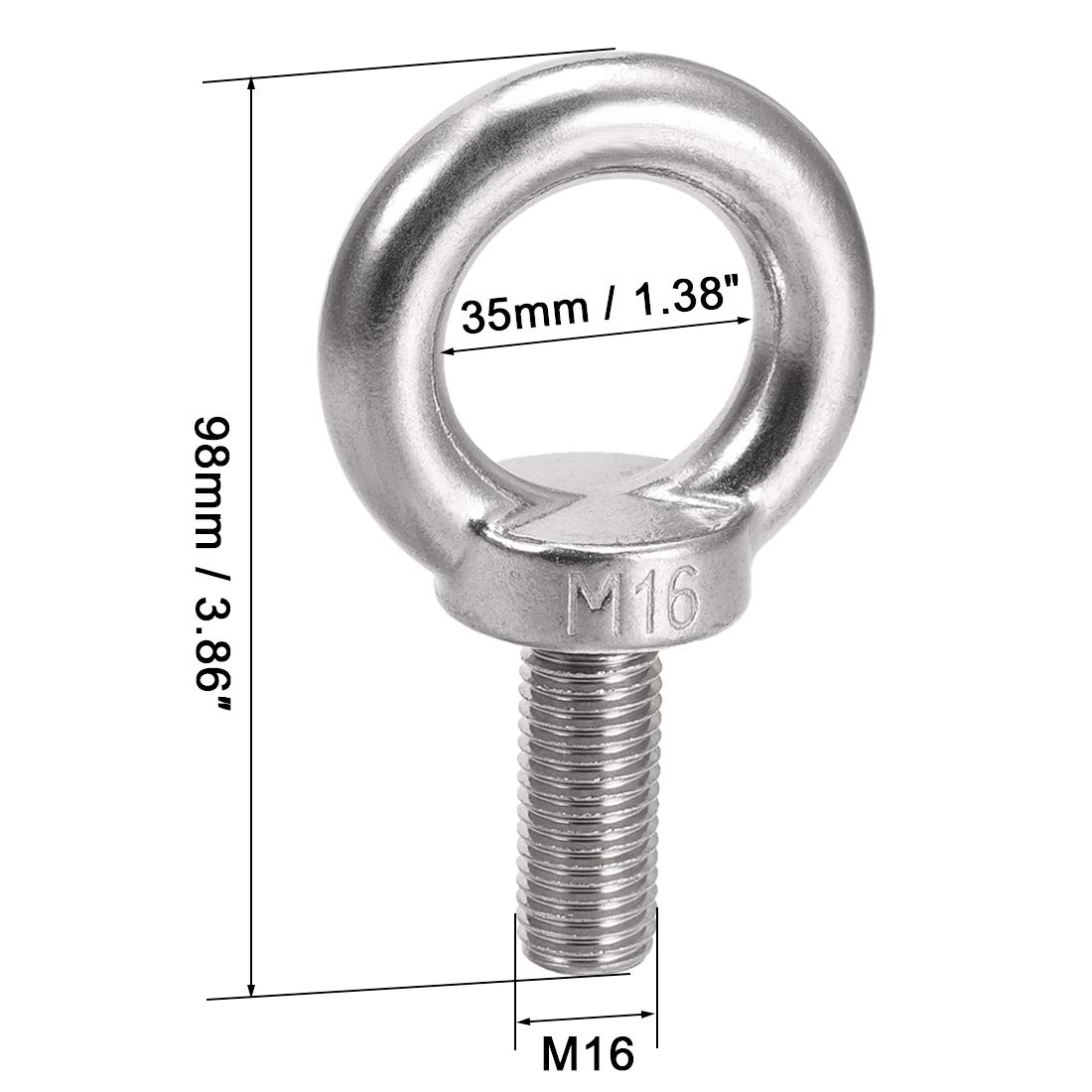 Perno De Ojo M16 - Acero Galvanizado, Para Elevación (DIN 580)