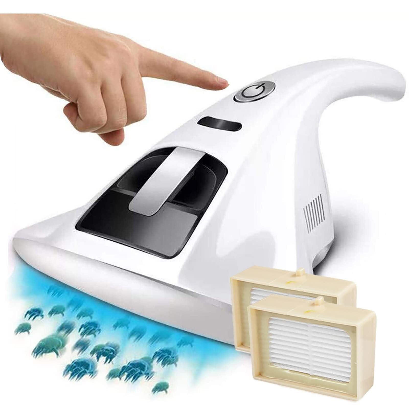 FAXIOAWA Aspirador UV con 2 Filtros, Aspirador Antipolvo de 12 KPa, Aspirador de ácaros de Cama para Colchones, Almohadas, Cortinas, sofás y Alfombras