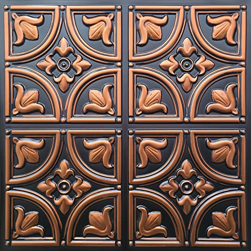 Faux Tin Glue Up Ceiling Tile #148 Antique Copper Pack Of 10 2'X2' Tiles (~ 40 Sq.ft). Easy To Install Decorative Ceiling Tiles. Gorgeous Antique Look Pvc Tiles. Great As A Backdrop. #TOP29