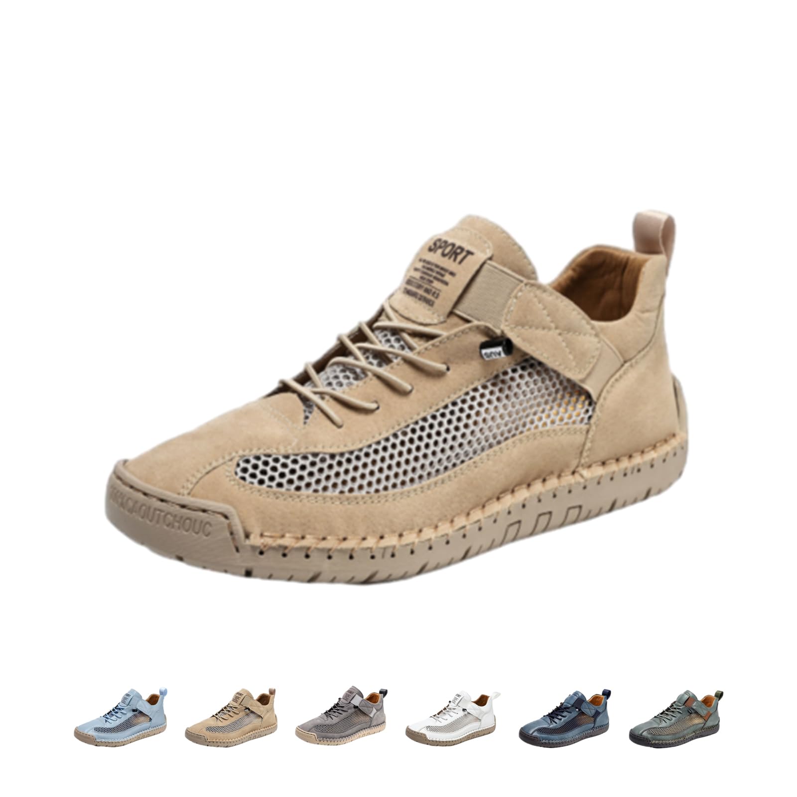 Scarpe sportive da uomo in pelle fatte a mano suola spessa