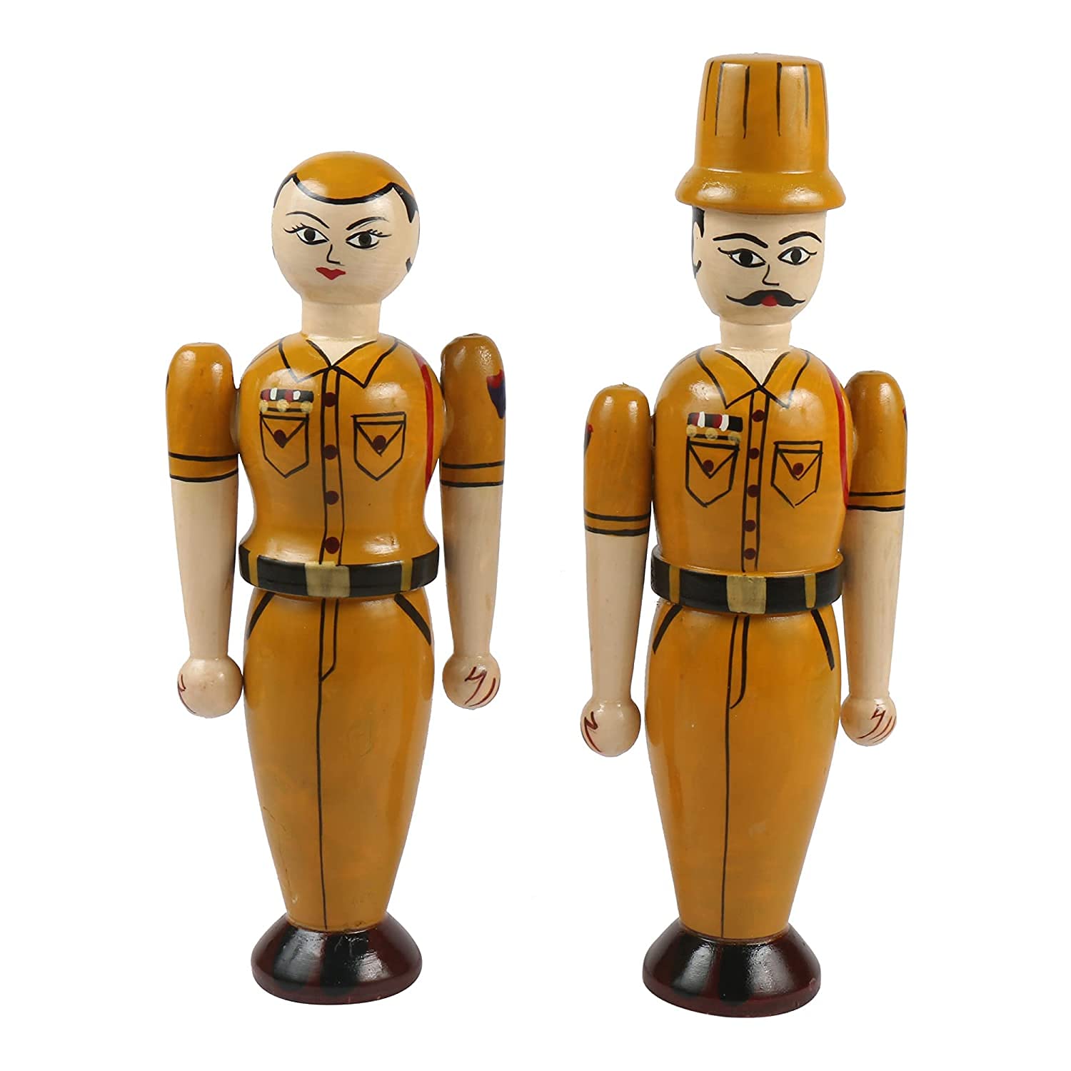 CHANNAPATNA TOYS BY MEERAN ART and CRAFTS Wooden Police Couple Dolls For Kids (3 Years+) 9 Inch Khaki Color- Set Of 2 Pcs-Learning The Professions (B095KVLT1T) Amazon Price History, Amazon Price Tracker