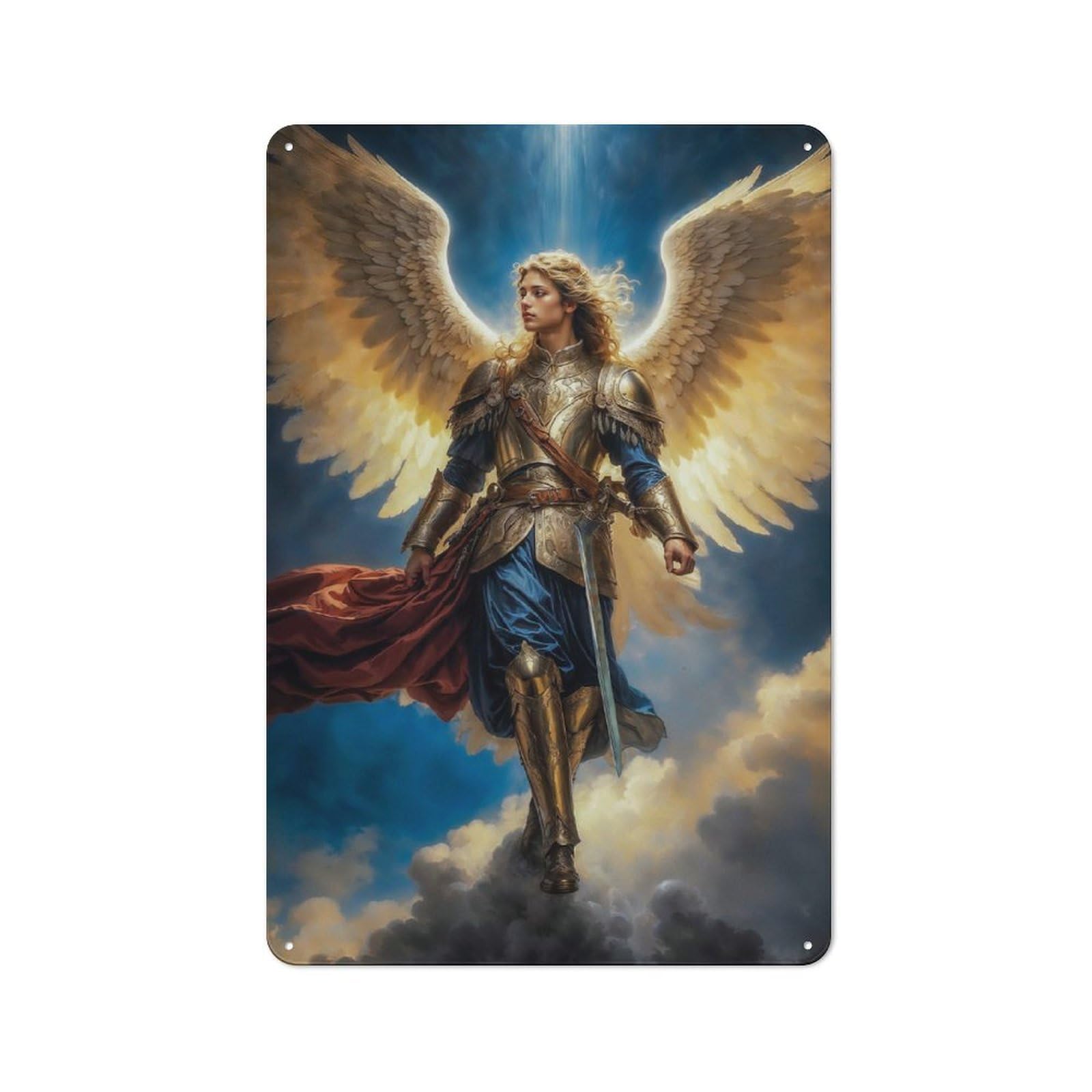 Junmoney Archangel Of Radiant Glory, Archangel Michael Old Style Metal Sign 30X20cm, Bar Wall Plaque For Diner, Restaurant, Shed Or Kitchen
