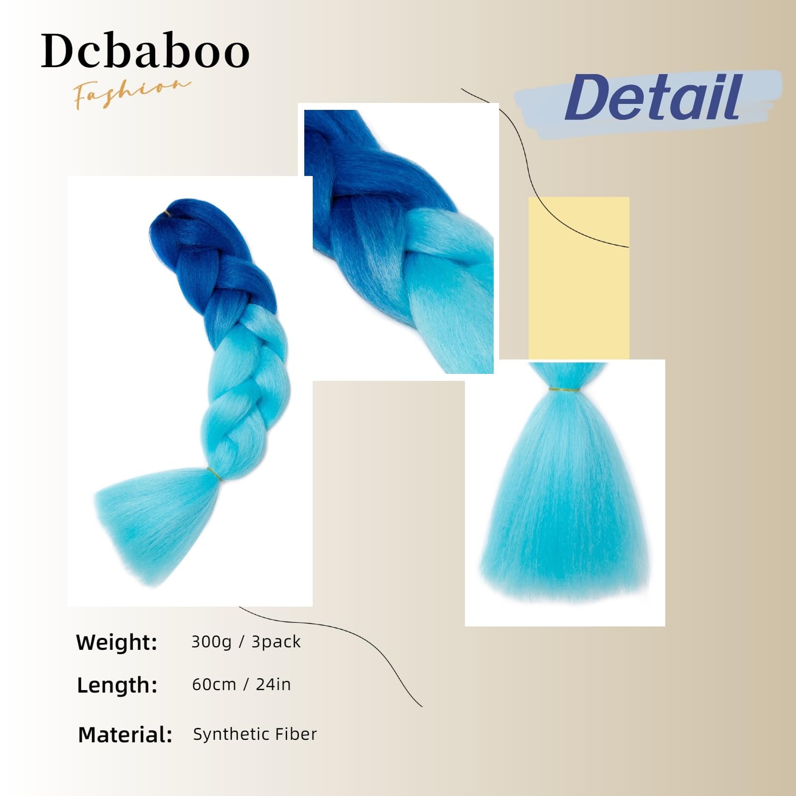 Dcbaboo Jumbo Braiding Hair Extensions, 3 Packs, 24 Inch Synthetic Ombre Braids, Afro, Crochet, Twist, Kanekalon - Image 2