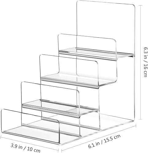 Miniatura 2 de DOITOOL Estante elevador de bolso de 4 niveles, soporte de exhibición de acrílico transparente, estante elevador de exhibición de joyas para