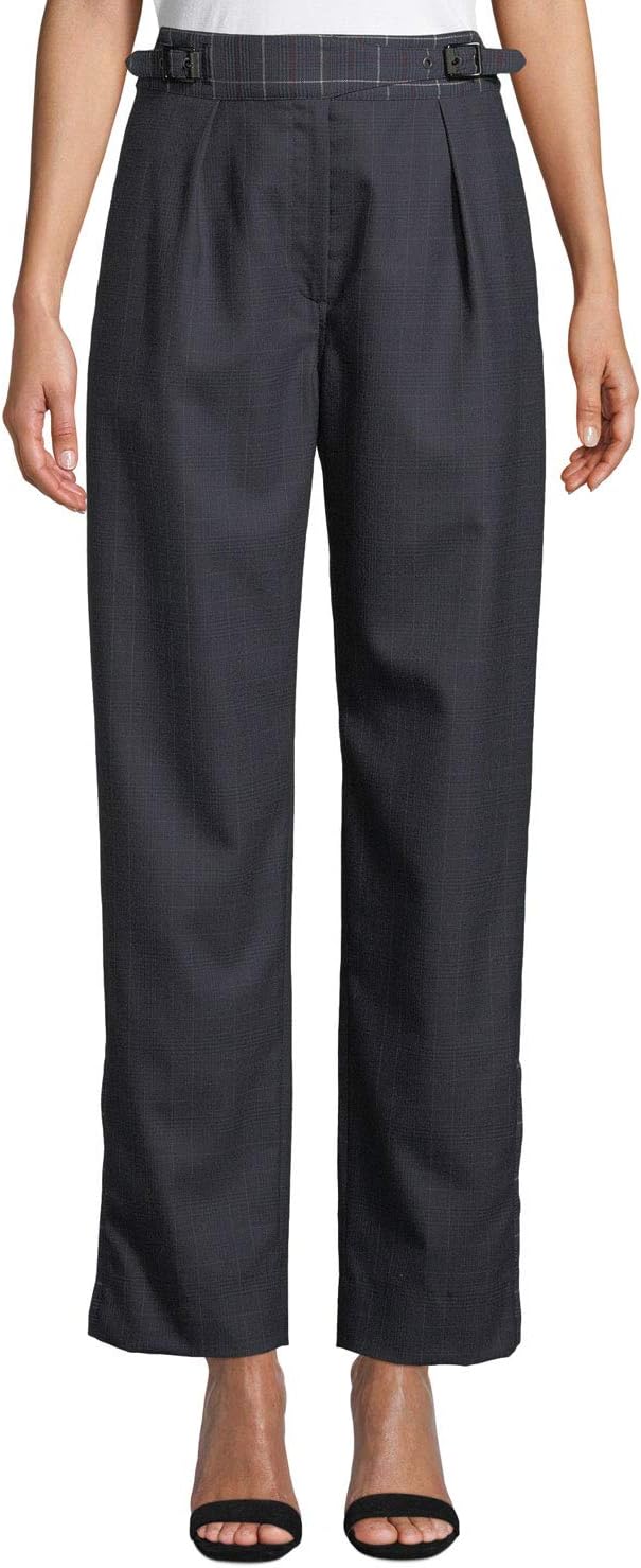 rag & bone Women's James Straight Checkered Wool Pants Slacks Dark Blue/Multi