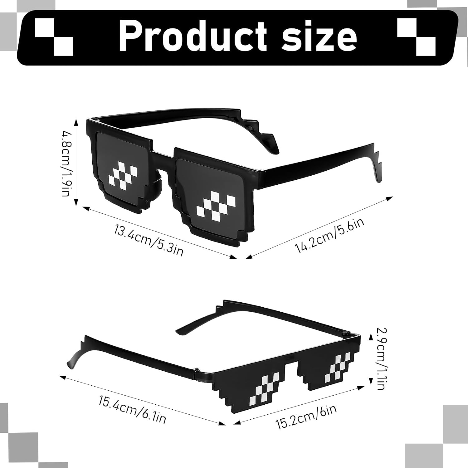 JIEYAO 4Pcs Cool Mosaic Glasses Props, Mosaic Sunglasses for Party Unisex Sunglass for Photo Cosplay Decoration Shades Men Women