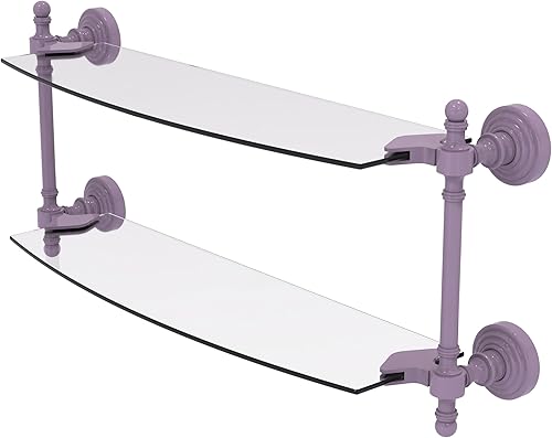 Miniatura 7 de Allied Brass RW-34/18 Retro Wave Collection - Estante de cristal de dos niveles de 18 pulgadas, gris mate Gris mate,Otoño Sparkle,Rojo (Fire Engine