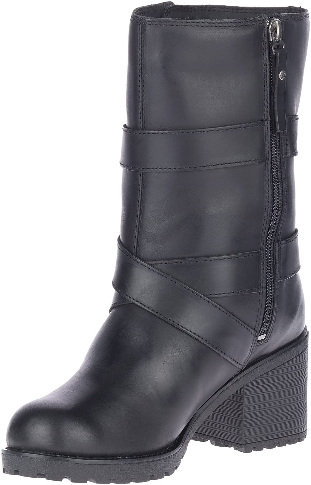 HARLEY-DAVIDSON FOOTWEAR Women's Lalanne Triple Strap Motorcycle Boot, Black, 7