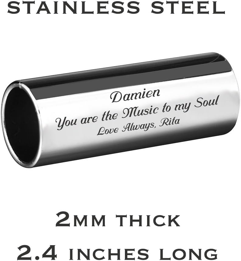 Personalized Stainless Steel Guitar Slide Custom Engraved Free - Musician’s Accessory - Gift for Guitar Players, Free Engraving - Ships from USA