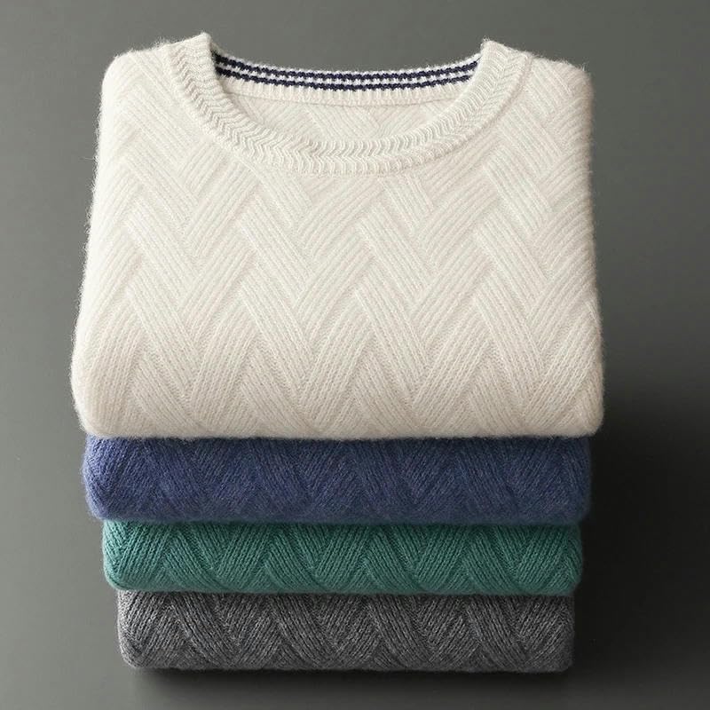 Men Wool Sweater Men's Round Neck Jacquard Cashmere Sweater Thick Long-Sleeved Cashmere Sweater Autumn and Winter4