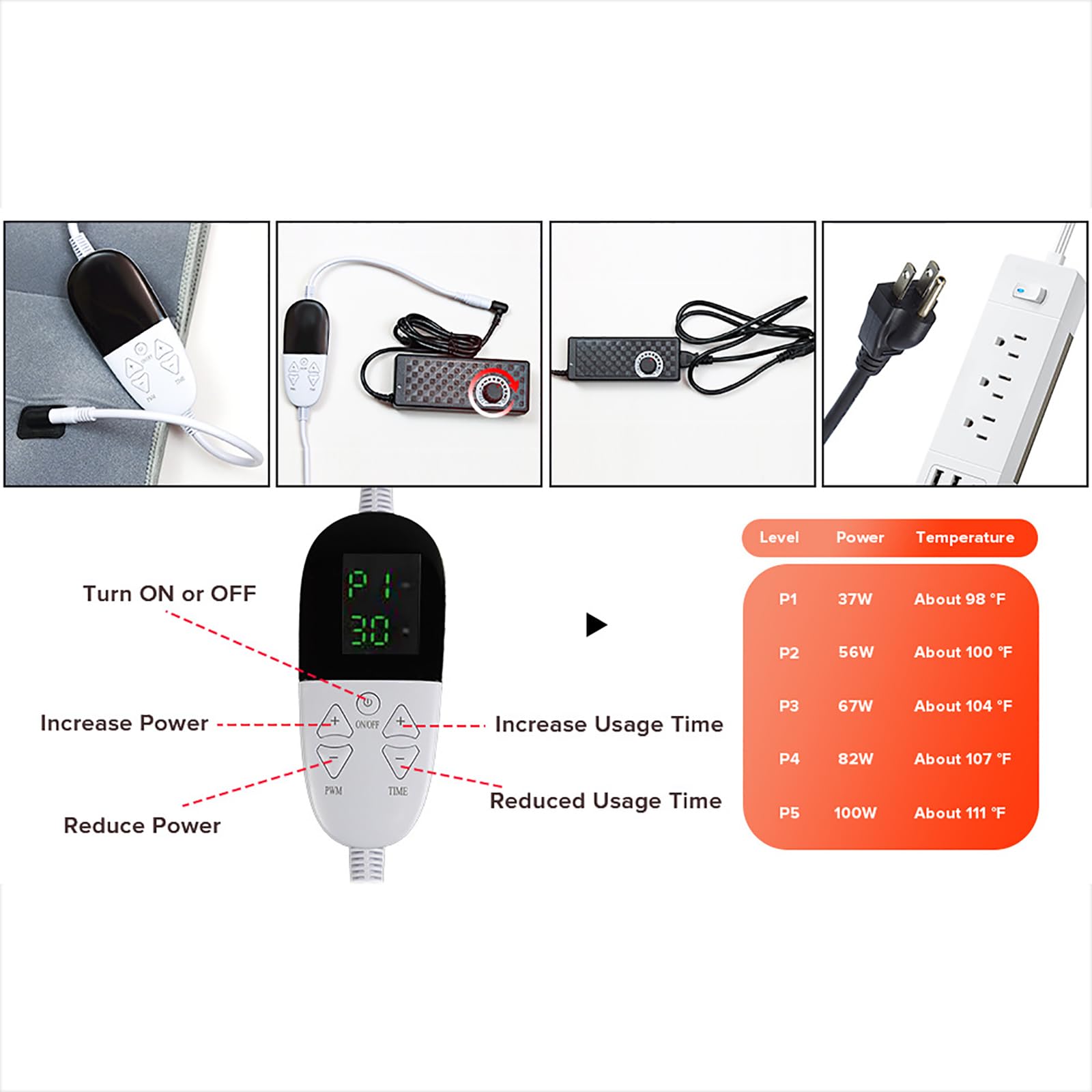 Estera De Terapia De Luz Roja, 660nm Y 850nm Almohadilla De Terapia De Luz Roja Con 1370 Piezas De Cuentas De Luz, Tiempo Y Brillo Ajustables, Para Alivio De Partes De Cuerpo Completo En Una Vez