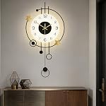 Grande Horloge Murale Moderne pour Salon Décor Horloge Mural Décor décoratif Pendulum Horloge Mur avec Batterie légère Operated Non Ticking pour Chambre Bureau de Cuisine Maison Unique 12.5 * 25.5 1 cm