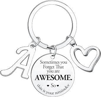 BESPMOSP Sometimes You Forget Youre Awesome Letter Keyring Encouragement Initial Alphabet Keychain Inspirational Keychain