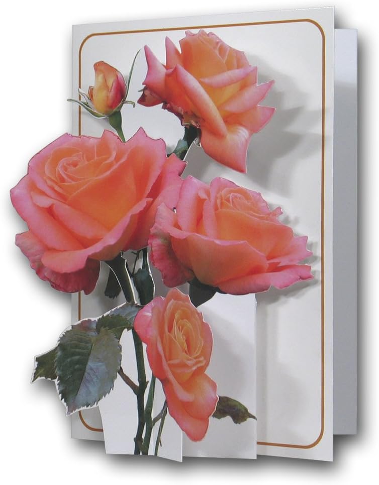 Pink Roses - a 3D Pop Up Greeting Card from