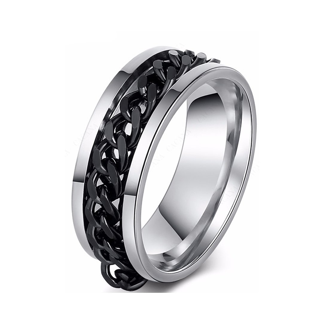 SORELLA'ZMens Stainless Steel Black Chain Ring