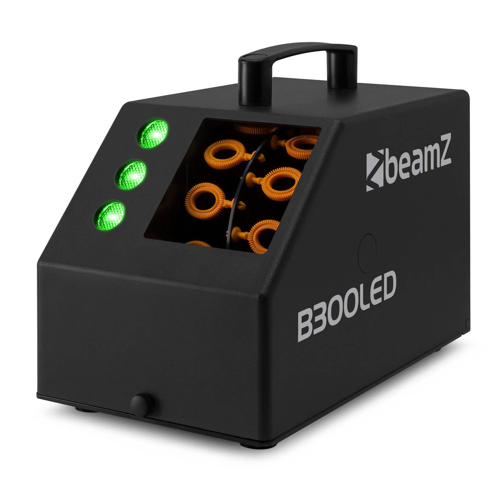 BeamZ B300LED Macchina per bolle per bambini, matrimonio/serata, con LED RGB – Ventilatore potente, doppia ruota, maniglia, telecomando, serbatoio 700 ml, ideale per feste all'aperto