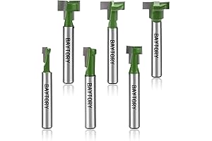 BAYTORY 6-Piece T-Track Router Bit Set - Versatile Woodworking Slotting Solution