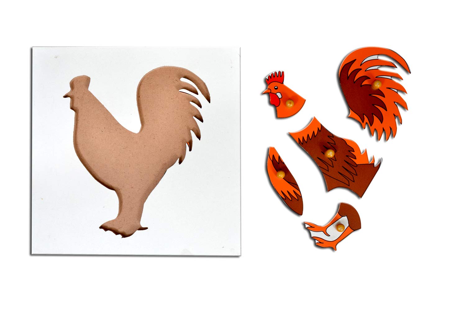 Kidken Montessori Rooster Puzzle | Wooden Pegged Rooster Puzzle for 2+ Year Kids | Early Educational Zoology Puzzle Toy Gift (B08BPC91WF) Amazon Price History, Amazon Price Tracker