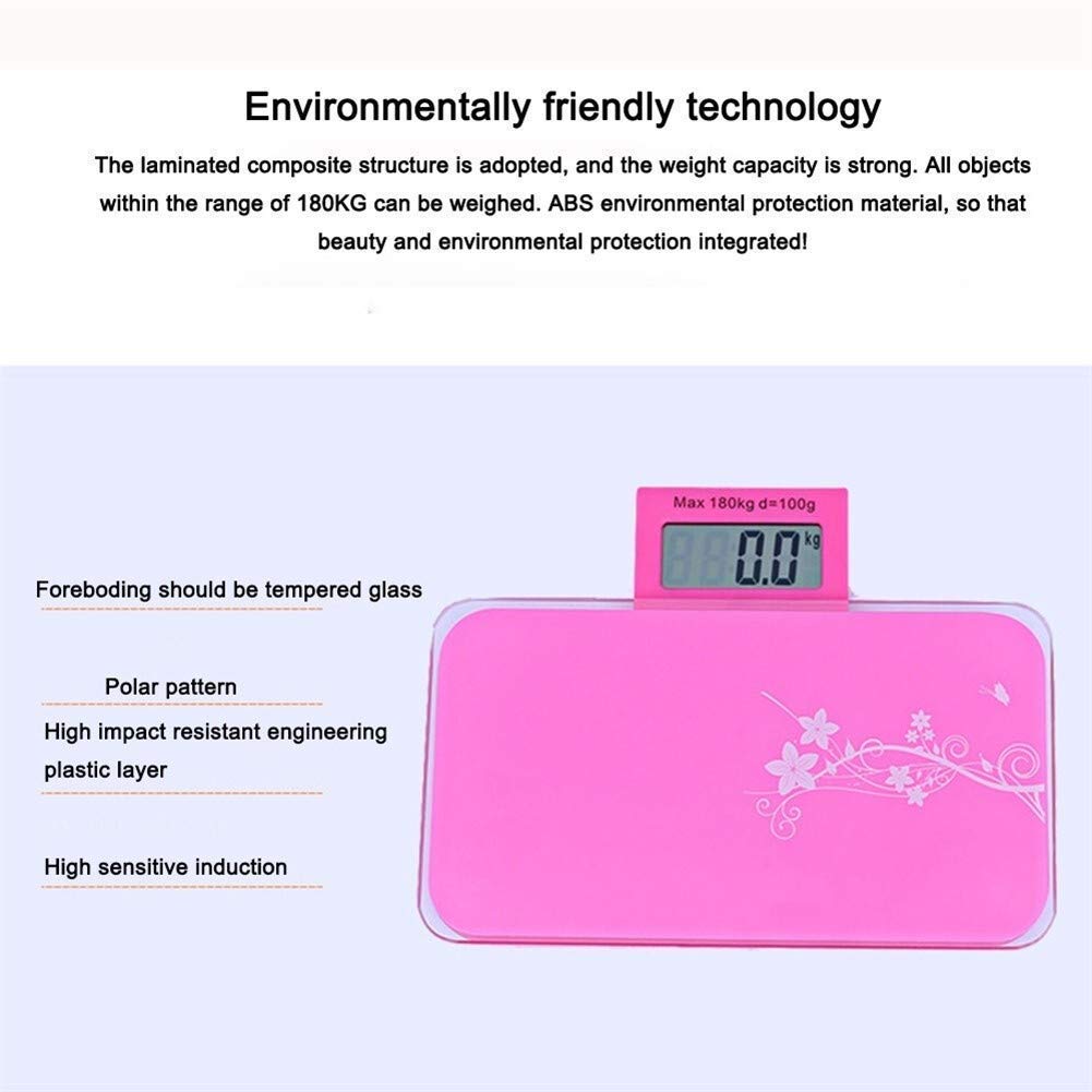 Báscula electrónica Profesional para baño, báscula de Peso de 180 kg, de Acero Inoxidable de Grado Sanitario, Digital, LCD, Fina, Duradera (Color: Rosa) (Azul) (Azul)