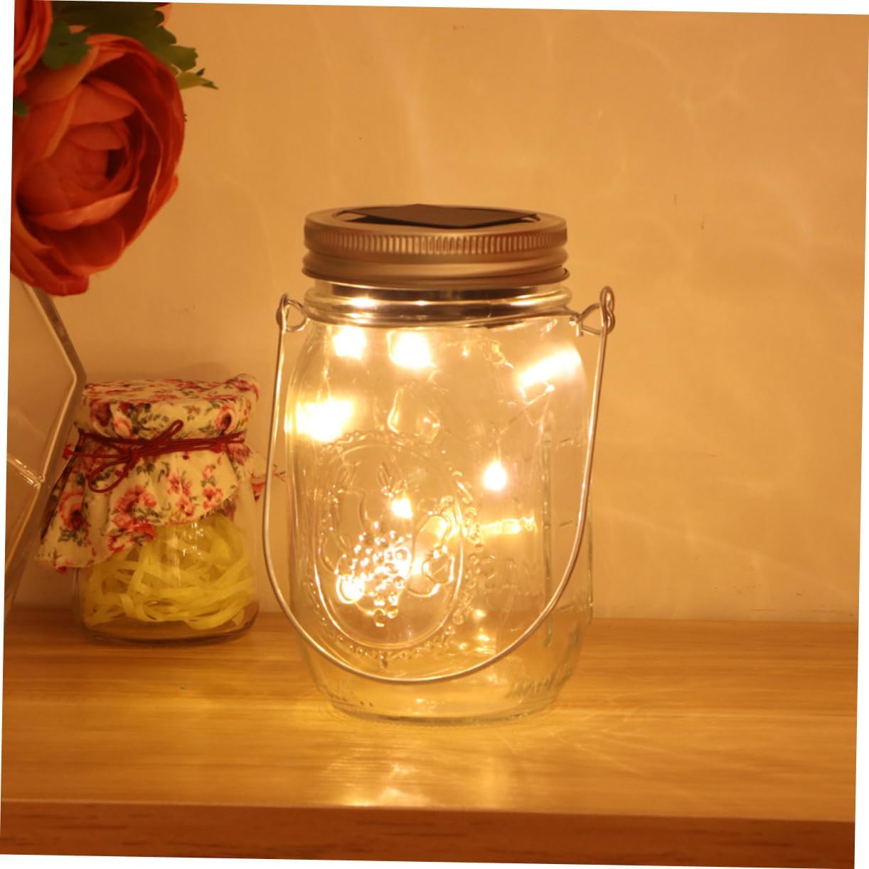 3pcs Solar Jar Lights Outdoor Garden Solar Hanging Lights Warm Led Decor for Balcony Table Porch for Home Decoration