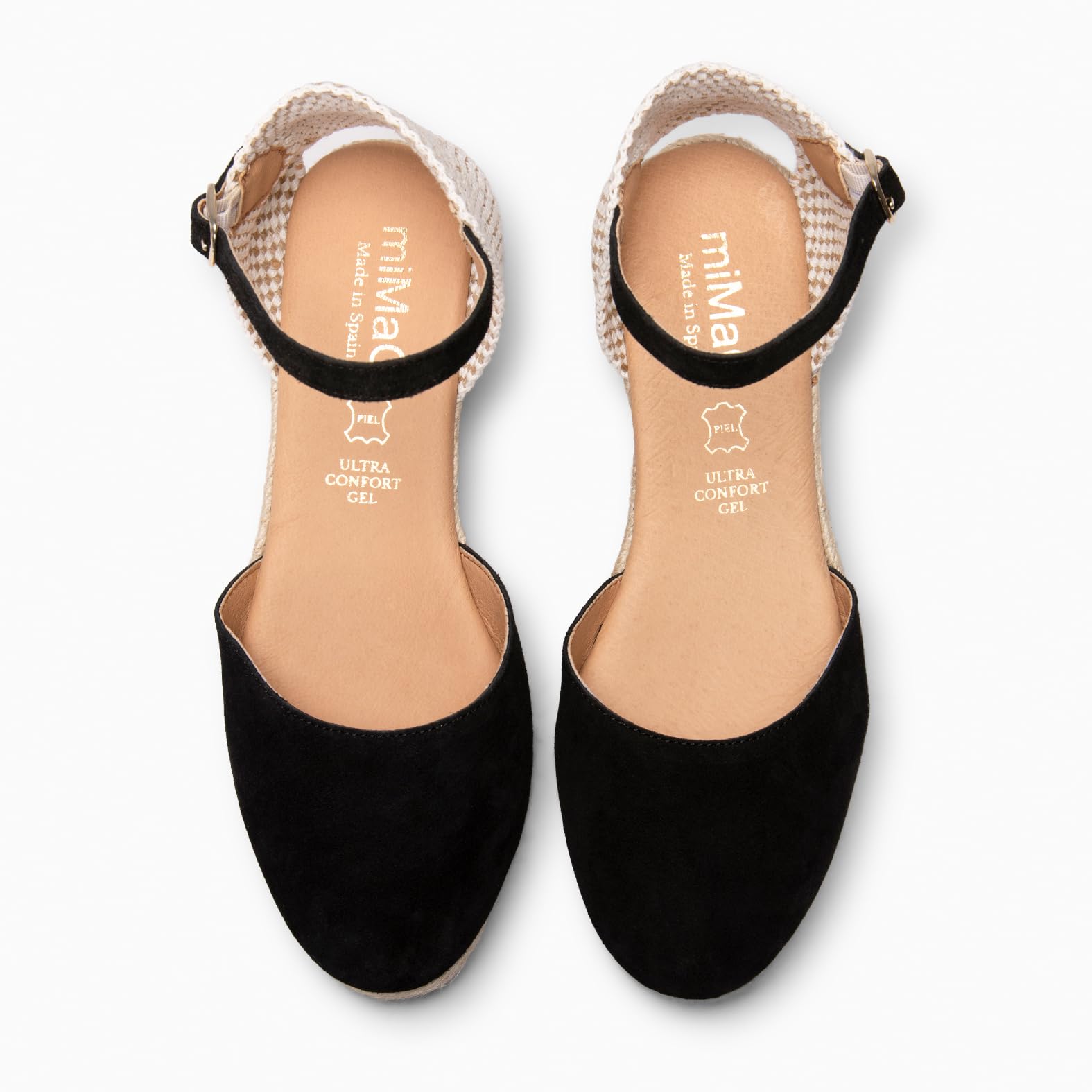 miMaO. Espadrilles à petit talon compensé en cuir pour femmes. Fabriquées en Espagne