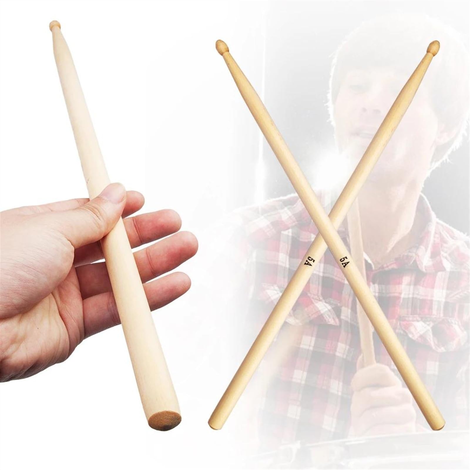 Bacchette Per Batteria 5A In Legno D'acero - 2 Paia Per Principianti E Professionisti - Foto 3