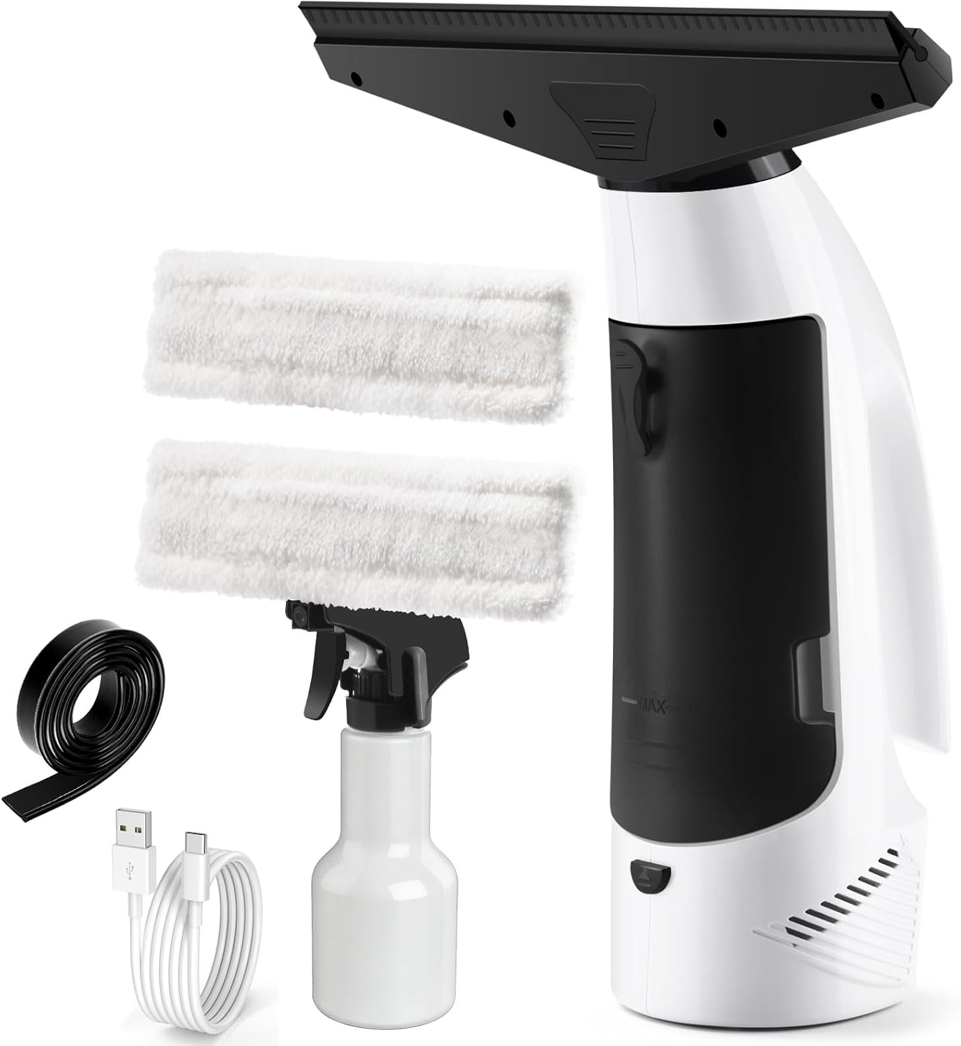 Window Vacuum Squeegee Cordless, Handheld Window Vac with Multi-Purpose Spray Bottle & Microfiber Cloth, Electric Cleaning Tool for Windows, Tiles, Mirror, Countertop, Car Windshield