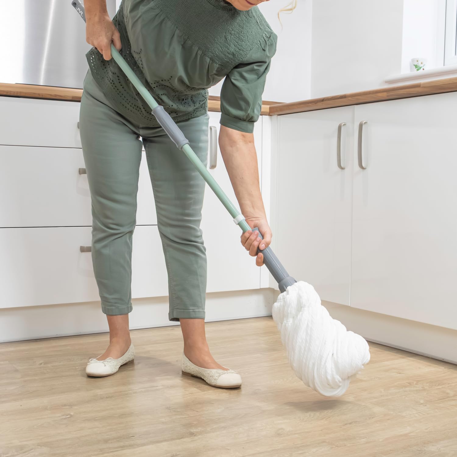 JVL Easy Twist - Mopa giratoria con Mango escurridor - Mopa de Microfibra Verde