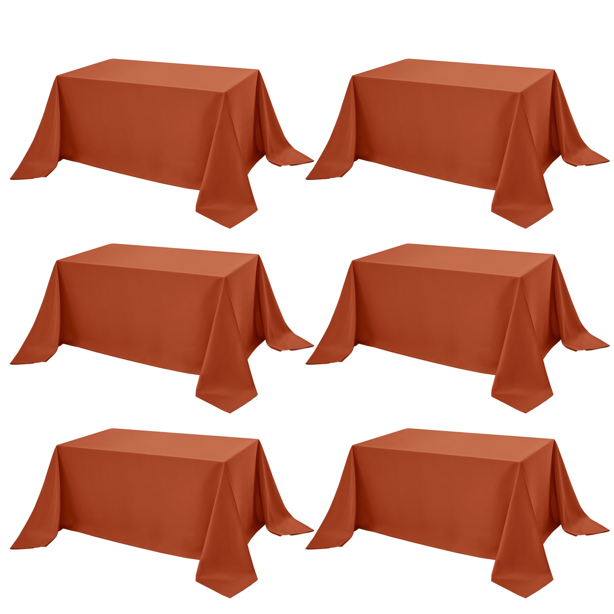 6-Pack Rust Tablecloths for Rectangle Tables, 90 x 156 Inches