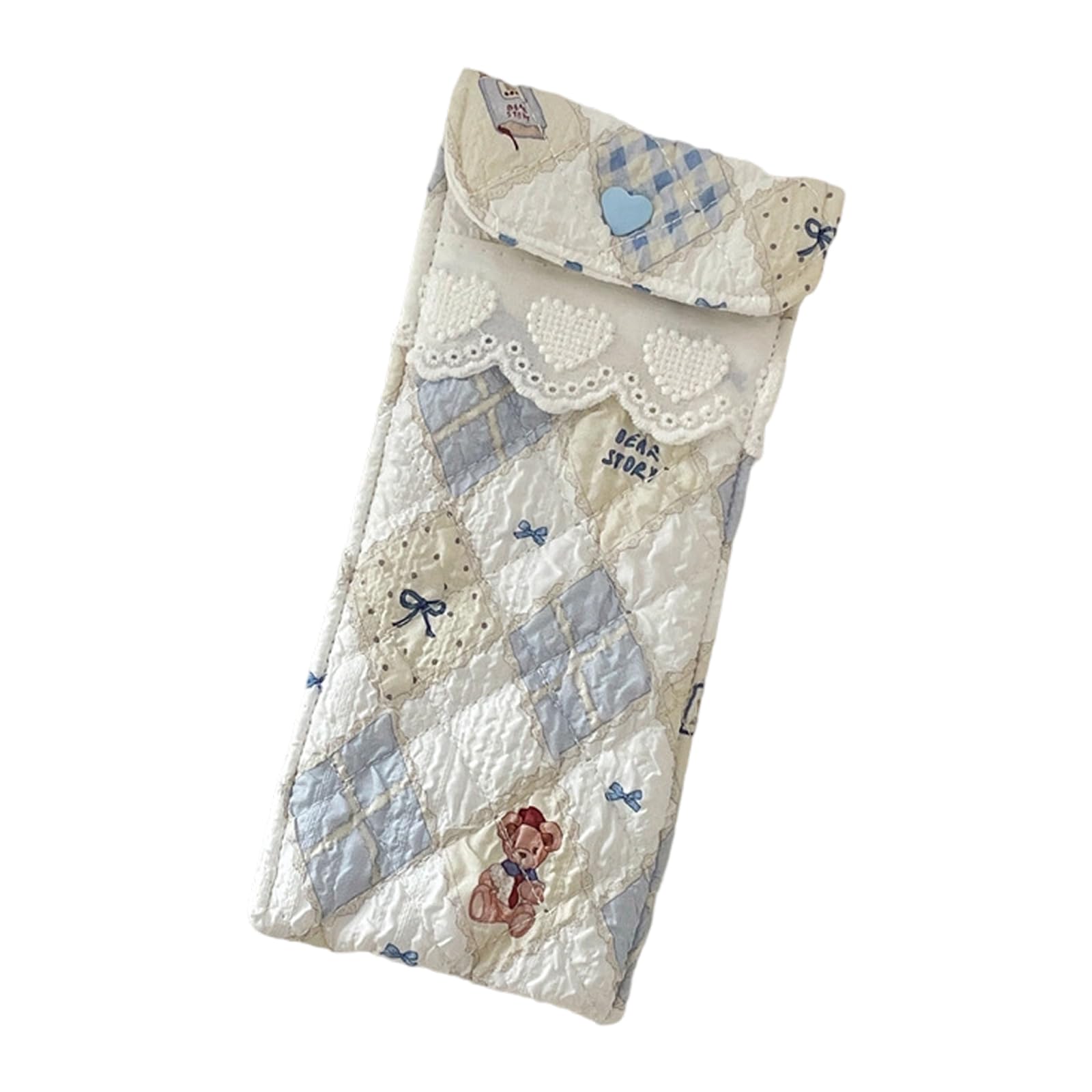 Jazuaiao Delicate Cotton Glasses Bag with Elegant Prints Her Sturdy and Practical Small Cosmetic Storage Bag