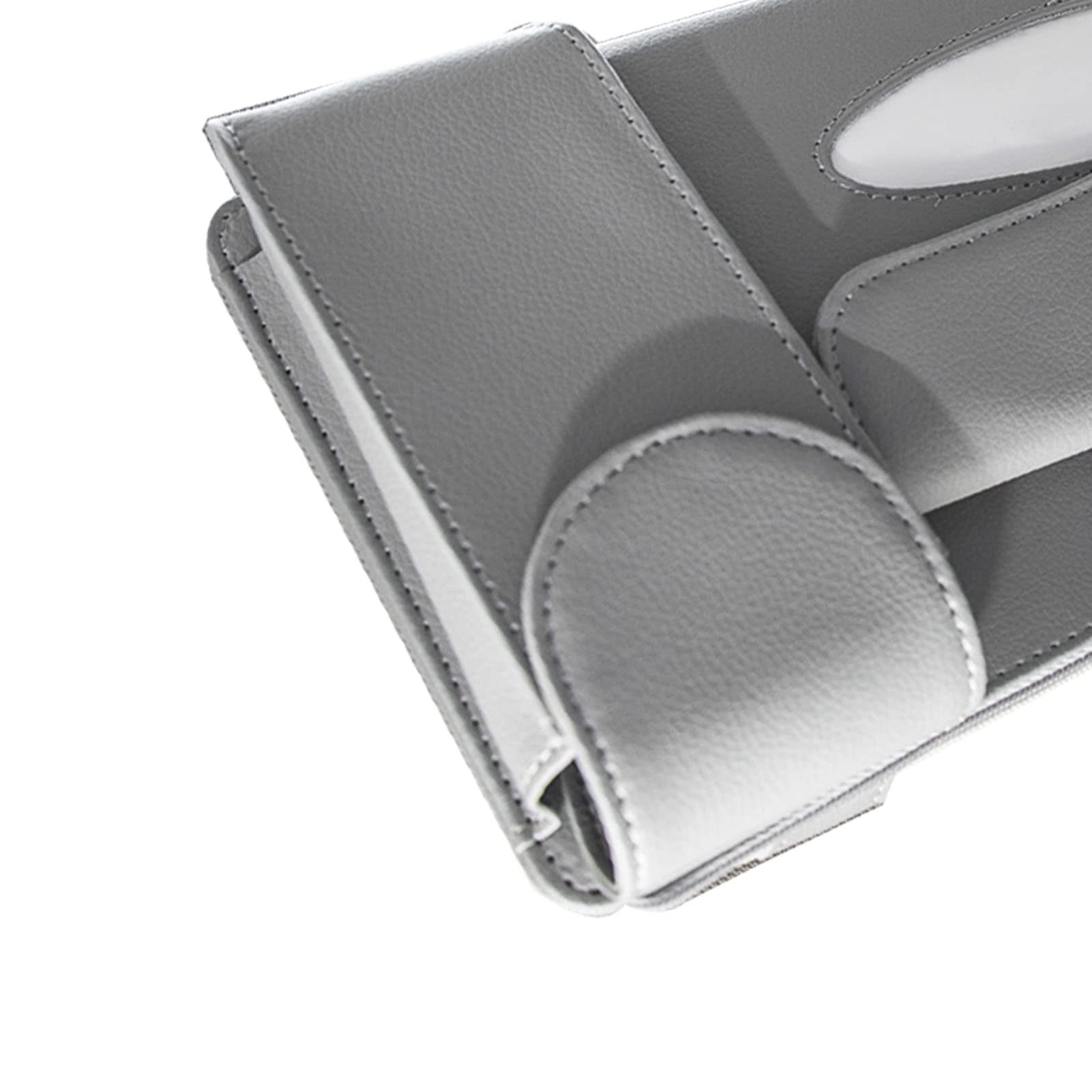 Car Sun Visor Tissue Holder - Grey Artificial Leather Hanging Napkin Box