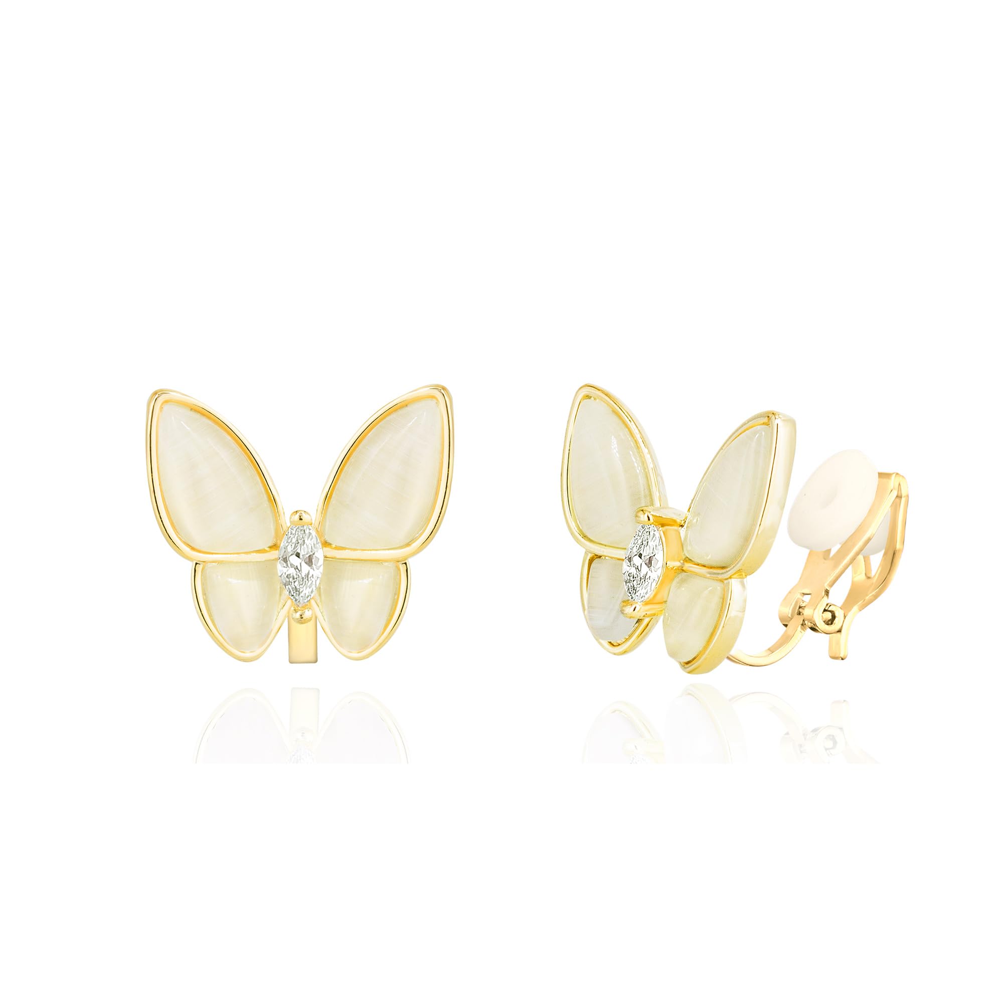 YOQUCOL Butterfly Shape Shell Clip On Earrings Golden Non Pierced Stud for Women